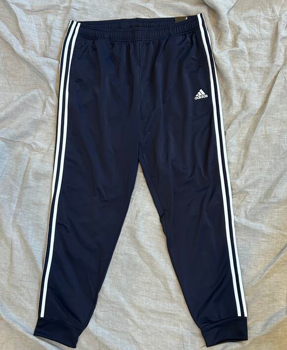 adidas Other - adidas Men's XL 3-Stripes Tricot Tapered Track Pants, Navy Blue
